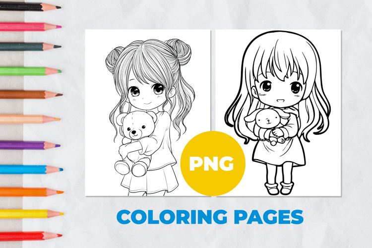 Cute girl with a soft toy Coloring Pages | Coloring book