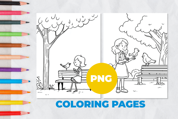 Girl in the park Coloring Pages | Coloring book