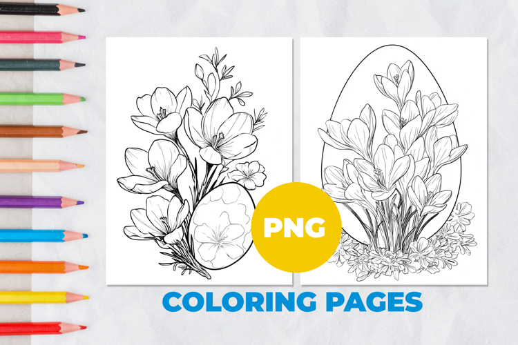 Flower with Easter eggs Coloring Page | Coloring book