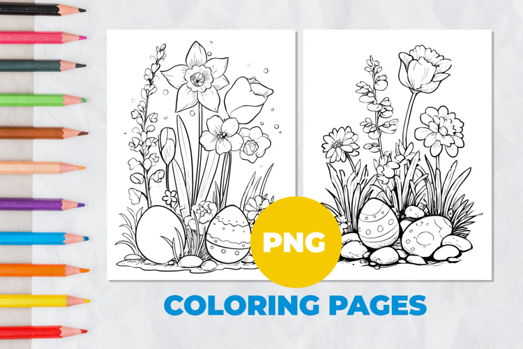 Flower with Easter eggs Coloring Page | Coloring book