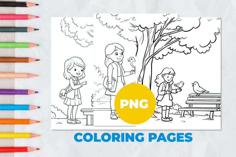Girl in the park Coloring Pages | Coloring book