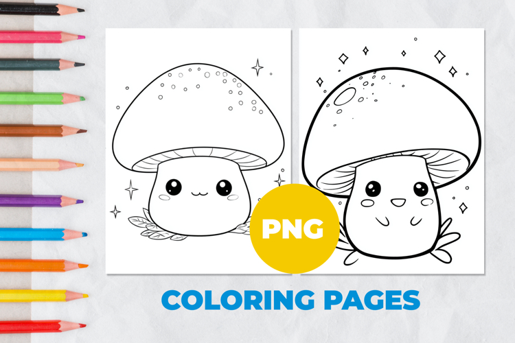 Cute mushroom Coloring Page | Coloring book