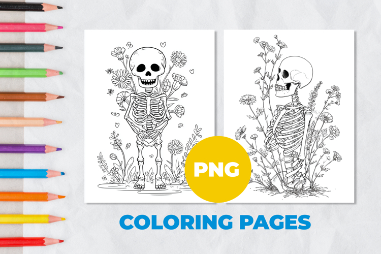 Cute skeleton Coloring Pages | Coloring book