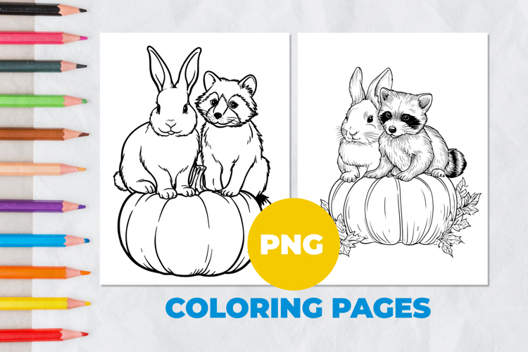 Rabbit and raccoon Coloring Pages | Coloring book