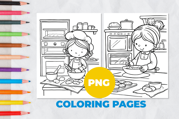 A child is cooking in the kitchen Coloring Pages | Coloring