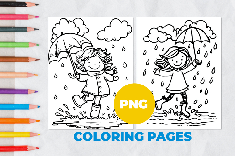 Girl in the rain Coloring Pages | Coloring book