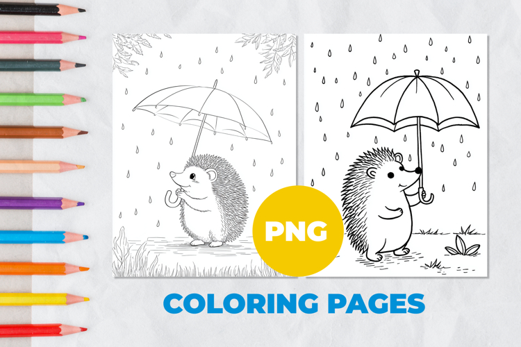 Hedgehog in the rain Coloring Pages | Coloring book