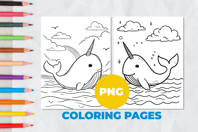 Whale with a horn Coloring Page | Coloring book