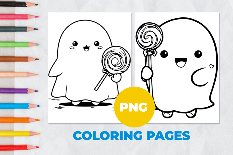 Ghost with candy Coloring Pages | Coloring book