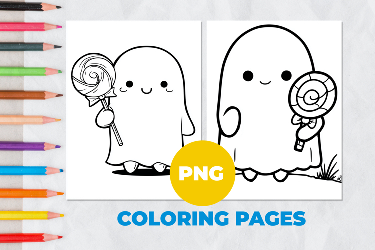 Ghost with candy Coloring Pages | Coloring book