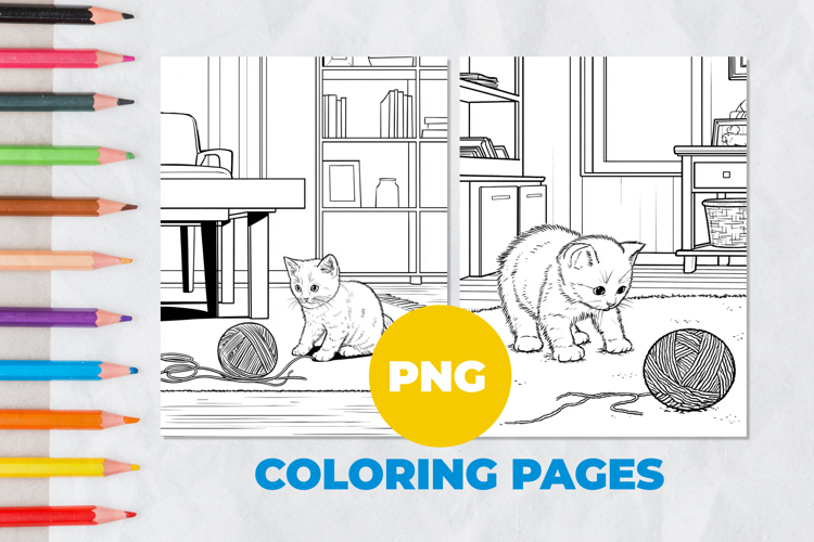 The cat is playing Coloring Pages | Coloring book