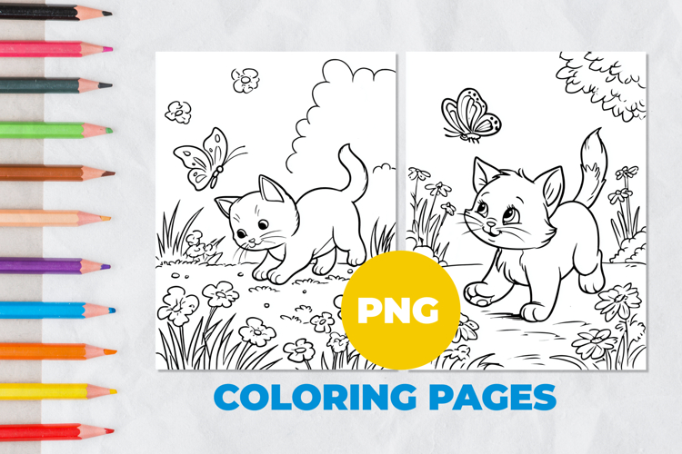 The cat is playing Coloring Pages | Coloring book
