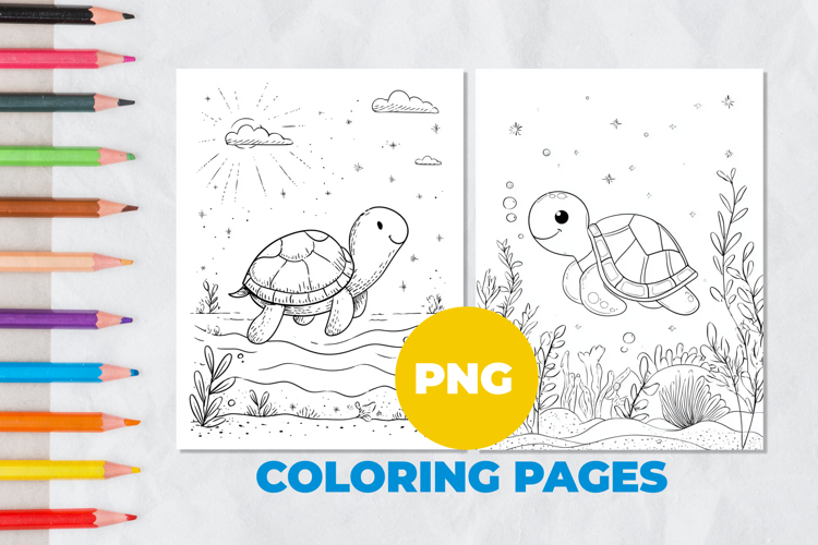 Turtle in the sea Coloring Page | Coloring book