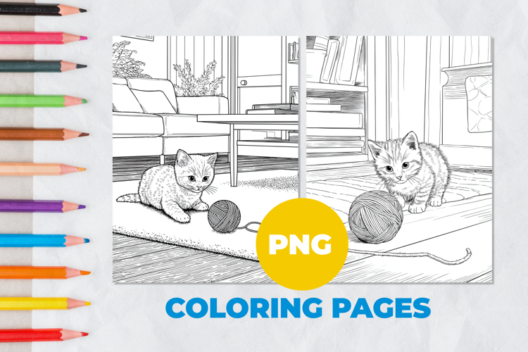 The cat is playing Coloring Pages | Coloring book