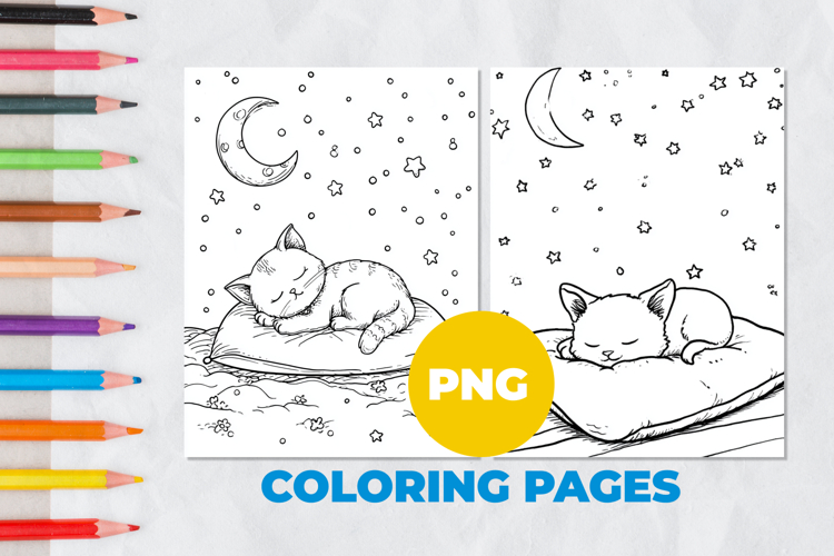 The cat is sleeping Coloring Pages | Coloring book
