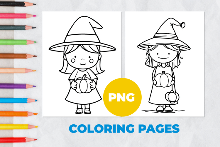 Witch with a pumpkin Coloring Pages | Coloring book