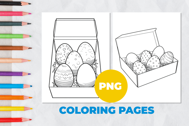 Easter eggs in a basket Coloring Page | Coloring book