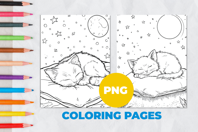 The cat is sleeping Coloring Pages | Coloring book