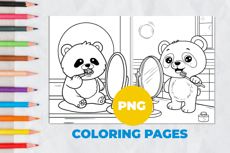 Panda brushing teeth Coloring Pages | Coloring book