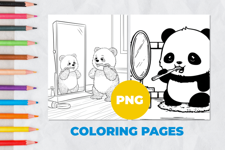 Panda brushing teeth Coloring Pages | Coloring book