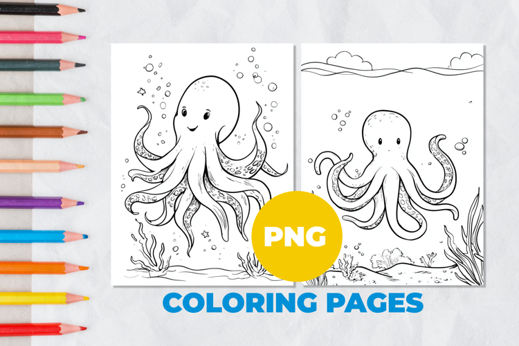 Octopus in the sea Coloring Page | Coloring book