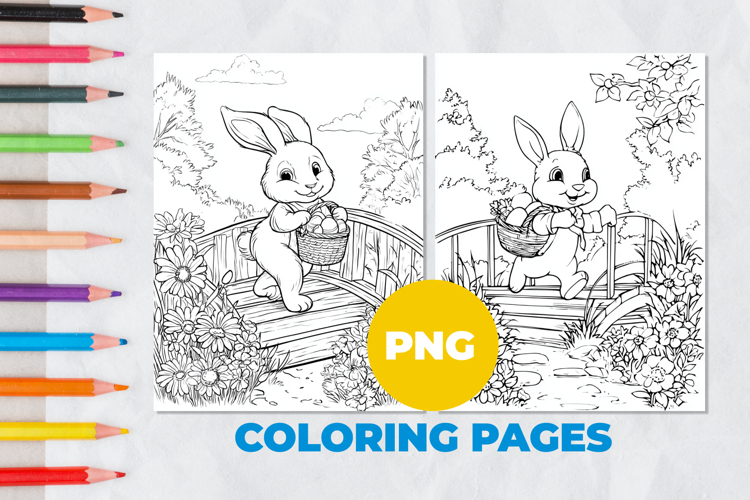 Easter bunny with a basket Coloring Page | Coloring book