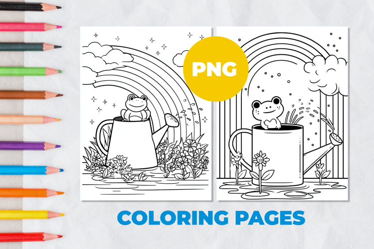 Frog in a watering can Coloring Page | Coloring book