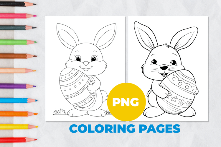 Easter bunny with eggs Coloring Page | Coloring book