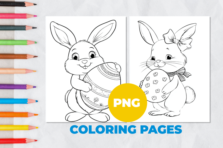 Easter bunny with eggs Coloring Page | Coloring book