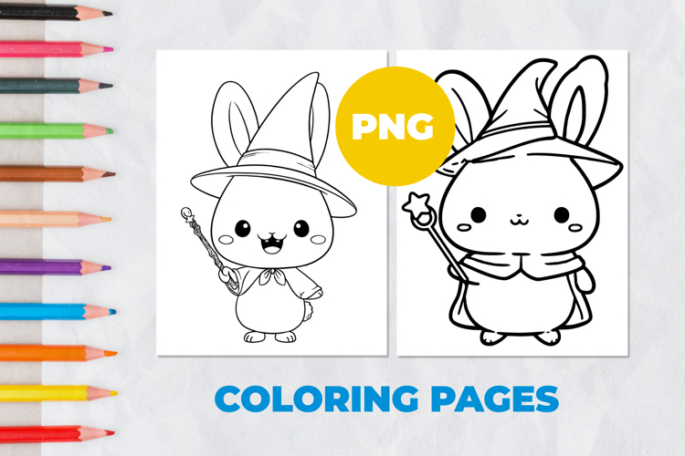Magical Pet Rabbit Wizard Coloring Pages | Coloring book