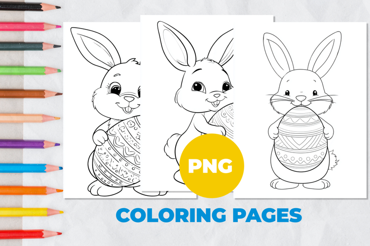 Easter bunny with eggs Coloring Page | Coloring book