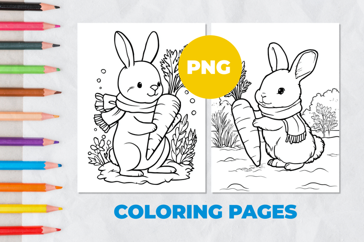 Rabbit with carrot Coloring Pages | Coloring book