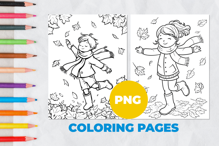 Child in autumn leaves Coloring Pages | Coloring book