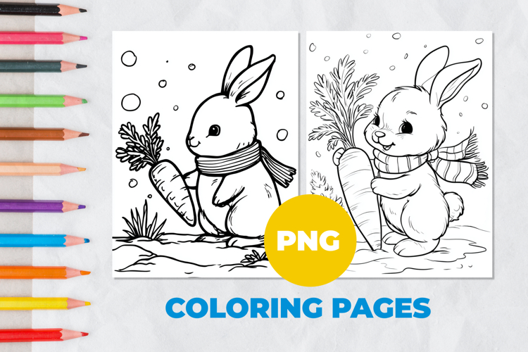 Rabbit with carrot Coloring Pages | Coloring book