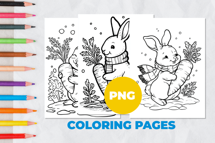 Rabbit with carrot Coloring Pages | Coloring book