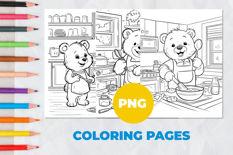Bear in the kitchen Coloring Pages | Coloring book