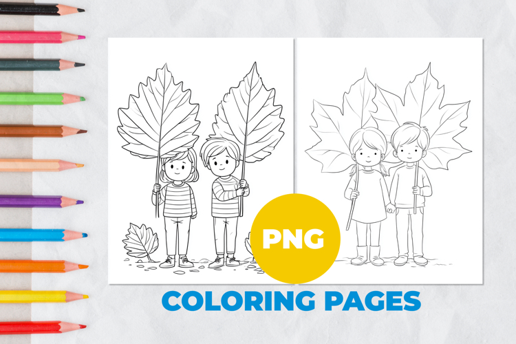 Child in autumn leaves Coloring Pages | Coloring book
