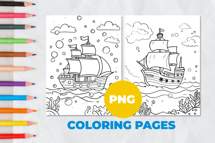 A ship at sea Coloring Page | Coloring book