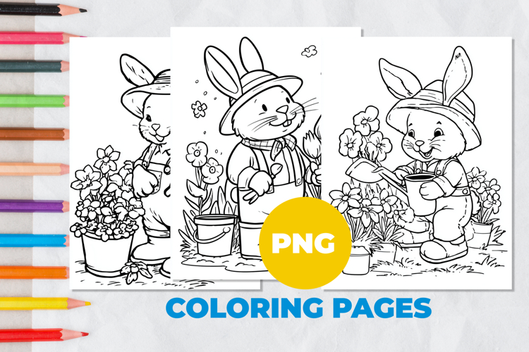 Rabbit gardener Coloring Page | Coloring book
