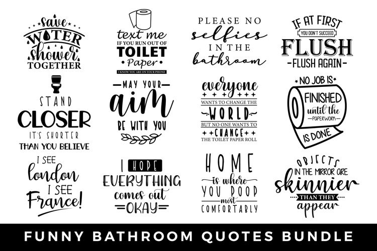 Funny Bathroom Quotes Bundle, Bathroom Signs Bundle example image 1