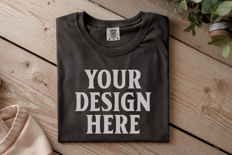 Pepper Comfort Colors 1717 Folded Tshirt Mockups example image 1