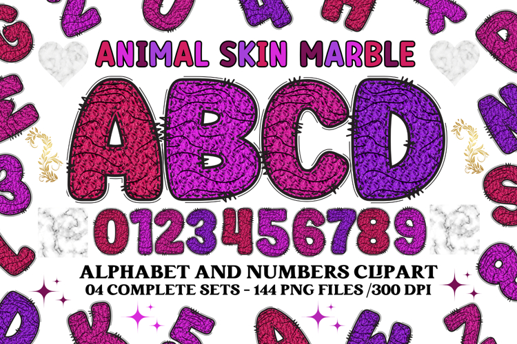 Animal Skin Alphabet png clipart, Texture letters doodle
