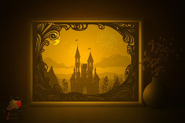 Fairytale Castle Tower Lightbox Shadow Box SVG Template example image 1