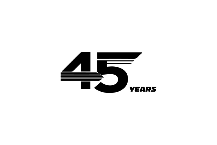 45th Anniversary Logo in Geometric Minimalism Design
