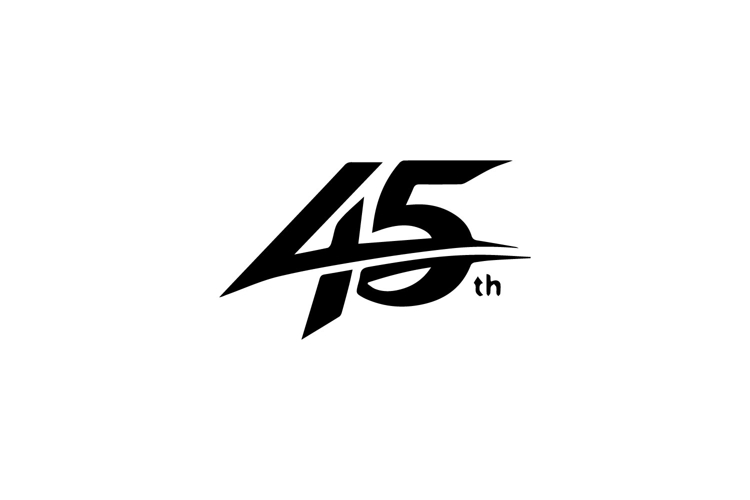 45th Anniversary Logo with Dynamic Abstract Lines Design