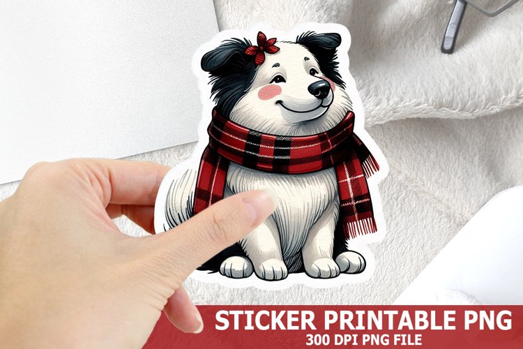 Christmas Dog Sticker| Christmas Sticker PNG Design