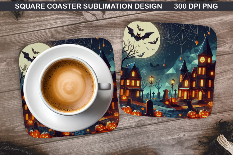 Homes Coaster Sublimation, Halloween Coaster PNG Design