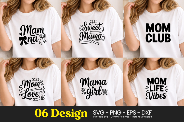 Mama Girl Mom Club Life Quotes SVG PNG