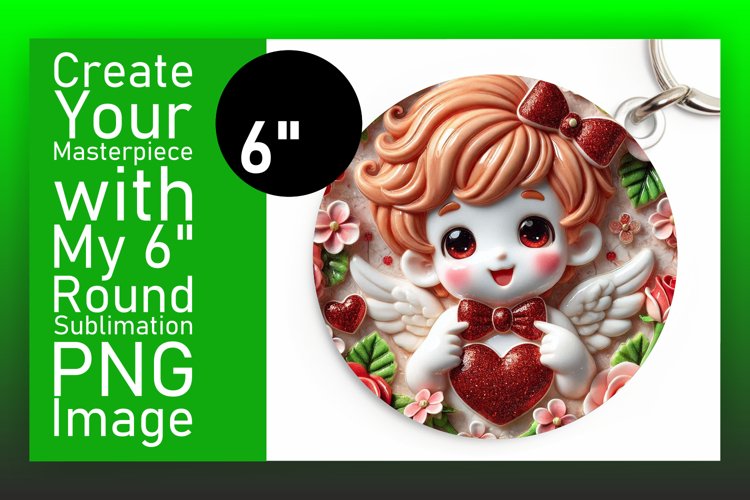 Vibrant Circle PNG Sublimation Design , 3D Cupid
