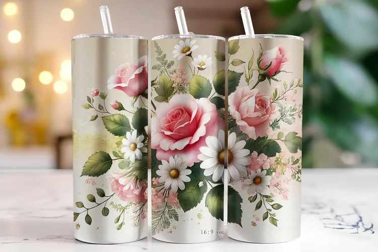 Flowers Tumbler Wrap | Sublimation | Tumblers